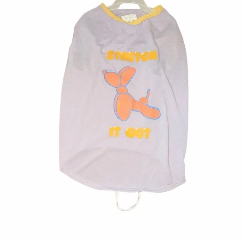 Pet t-shirts L dog shirt TOP PAW “Stretch it Out” balloon anima purple + yellow